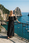 Daila Off-The-Shoulder Flounce Long Evening Dress Chiffon Invitation and Wedding Party Dress