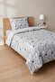 Cotton Star Pattern Single Duvet Cover Set with Elastic (fitted)