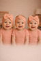 Baby Girl Powder Bowknot Bonnet Bandana Set of 3