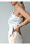 Women's One-Shoulder, Waist-Tied, Side Zipper Closure, Any Sleeve Can Be Worn, Lined Satin Shirt Blouse - 4