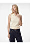 Polo Neck Sleeveless Knitwear Blouse