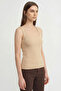 Round Neck Strap Tank Top Bady Satin Blouse with Chest Insert -Skin Color - 2