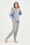 29740 Gray Cotton Half Zipper Women's Tracksuit Set - 3
