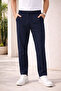 Men's Navy Blue Elastic Waist Relaxed Fit Jogger Pants