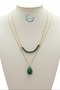 Special Design Original Natural Emerald Pendant Gold Steel Necklace Heart Drop - 2