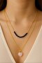 Special Design Original Sapphire Stone Gold Steel Chain Necklace Set with Heart - 2