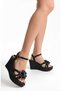 Black Wedge Heel Tulle Stone Bow Detailed Evening Dress Shoes 700 - 4
