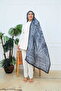 Retro Ethnic Pattern Cotton Shawl Black Mink (70X180Cm)