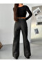 Black Crocodile Patterned Wide Leg Jeans - 4