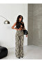 Beige-Black Patterned Palazzo Pants - 5