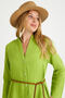 100% Cotton Woven Muslin Beach Shirt Dress with Judge Collar Belt Detail - 9