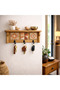 3-Hook Natural Stone Decorated Wooden Wall Organizer–Entryway Hallway Key Holder, Kitchen and Bathroom Wall Shelf - 3