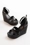 Women's Verla Cross Strap High Heel Wedge Sole Shoes - 3