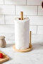 Bamboo Round Paper Towel Holder 14 cm Practical Use Ergonomic Kitchen Towel Holder