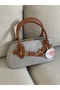 WOMEN'S FABRIC SHOULDER BAG WITH HOOK DETAIL AND LONG STRAP, WIDTH 28 CM, HEIGHT 14 CM. - 2