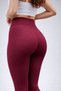 Women's Ribbed Skinny High Waist Push-Up Burgundy Leggings