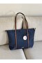 Askilari Ring Detail Large Navy Blue Women's Shoulder Bag En42 Boy32