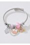 Women's Silver Pink Fatma Ana Hand, Heart, Daisy, Frog & Fish Charm Bracelet - Mix Model - 5