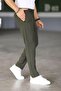 Men's Khaki Quality Flexible Lycra Ankle Length Fabric Trousers - 5