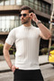 Men's White Knit T-Shirt 5684 - 5