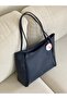 Large Size Navy Blue Soft Faux Leather Zippered Women's Shoulder Bag En42 Boy28 - 2