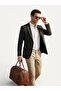 Black Textured Modern Fit Single Button Jacket - 2
