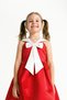Girl's Red Evening Dress – Special Occasion Dress with White Collar and Bow Detail - 2