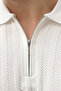 White Half Zip Polo Neck Men's Knitwear T-Shirt E7458 - 3