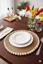Wicker Jute Supla American Service Plate with Wooden Beads and Jute String 1Pc - 2