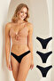 Siyah 3lü Lazer V Shape Brazillian Külot - 3
