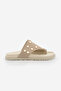Women's Genuine Leather Flip-Flop Slippers with Straps and Studs, Nobi Beige Suede - 3