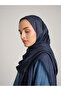 Mist Plain Patterned Double-Sided Shawl - Dark Blue - 4