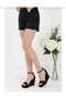 Black Suede Women's Wedge Heel Shoes with Closed Back and Single Strap - 2