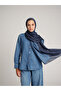 Mist Plain Patterned Double-Sided Shawl - Dark Blue - 3