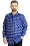 Mode XL Large Size Men's Shirt Plaid Long Sleeve 23300 Indigo - 5
