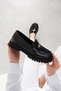 Black Patent Leather Star Detailed Soft Comfortable Sole Loafer Casual Lightweight Shoes - 4