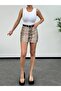Snake Pattern High Waist Mini Skirt – Beige