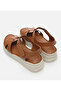 Women's Leather Tan Flat Sandals - 5