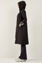 Bdart Hooded Striped Long Trench Coat with Drawstring Waist - 4