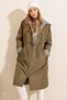 Bdart Hooded Striped Long Trench Coat with Drawstring Waist - 7
