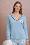Women's V-Neck Floral Patterned Long Sleeve Cotton Pajama Set - 2