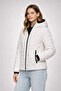 Puffer Hooded Zip Jacket Water-Repellent Quilted Lined Fabric Pocketed Winter Relaxed Fit - Cream - 3