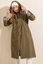 Bdart Hooded Striped Long Trench Coat with Drawstring Waist - 4
