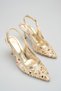 Handmade Gold Color Embroidered Bridal Shoes |   7 cm Heeled Wedding, Henna and Wedding Shoes - 3