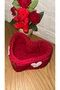 Special for Valentine's Day, Combed Cotton Yarn Hand Knitted Romantic Gift Red Heart Basket - Decorative Organizer - 4