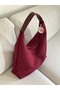 New Season Large Salaş Claret Red Suede Shoulder Bag - 2