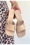 Miyon bej patent leather high heel slippers - 3