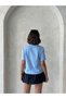 Floral Detailed T-Shirt - Blue |   D2922 - Blue - 6
