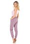 Women's Powder Zig Zag Striped Floral Tape-Cuffed Long Bottoms - 3