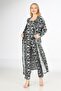 Women's Black Floral Long Sleeve Viscose Long Dressing Gown